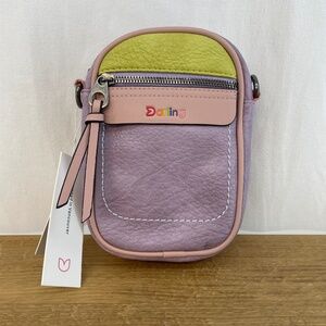 Crossbody Handbag with Zippers Darling’s Purple 5”x8”